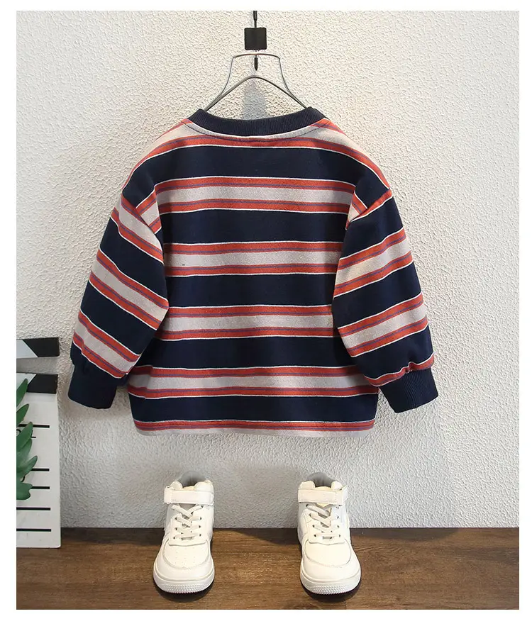 Boys Striped Hoodie Set Cotton Red Blue White — feature 10