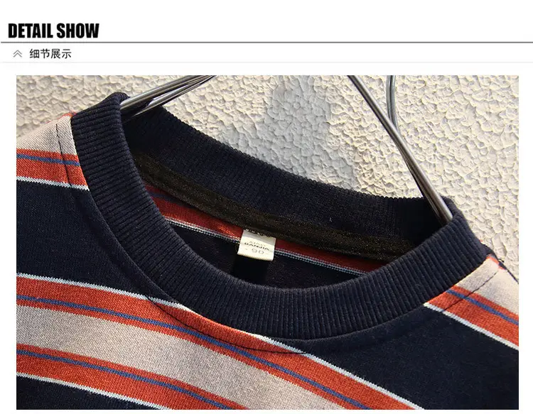 Boys Striped Hoodie Set Cotton Red Blue White — feature 12