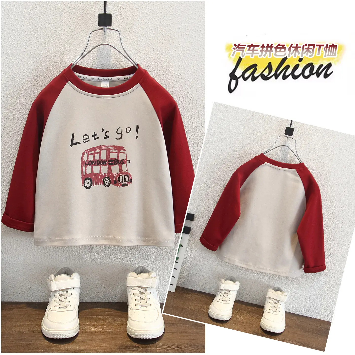 Boys Long Sleeve T-Shirt Red White Kids 2025 - Image 5