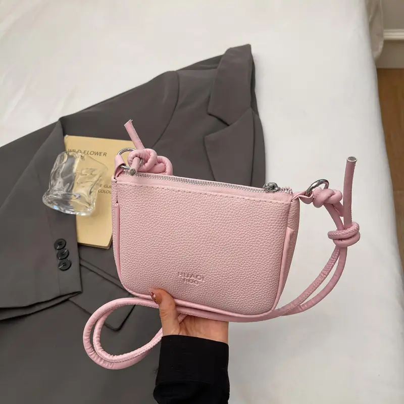 Yellow Korean Style Crossbody Bag with Zipper Closure