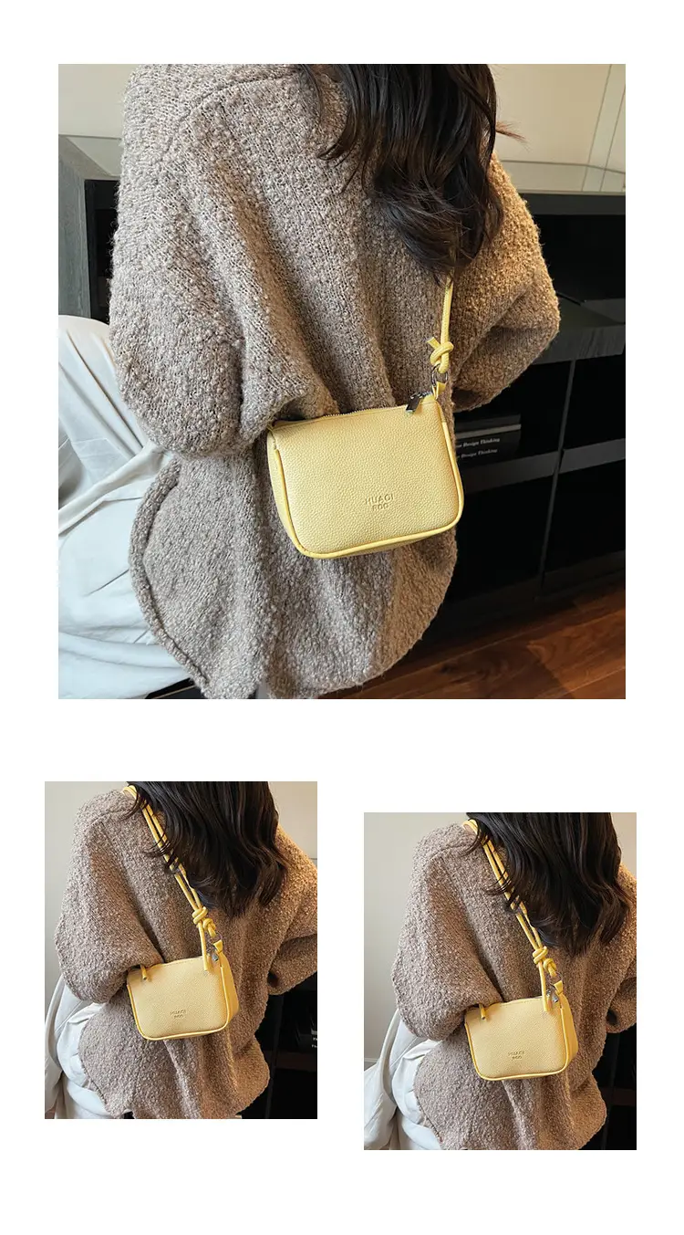 Yellow Korean Style Crossbody Bag with Zipper Closure — feature 21