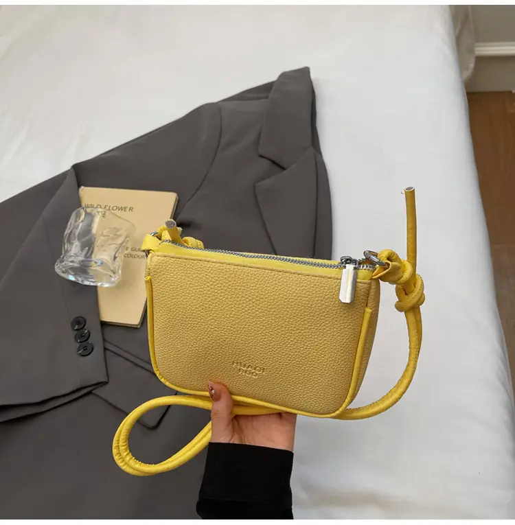 Yellow Korean Style Crossbody Bag with Zipper Closure
