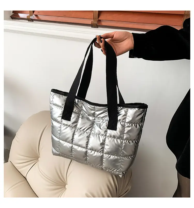 Women's Silver Puffer Tote Bag 2026 Summer — feature 25