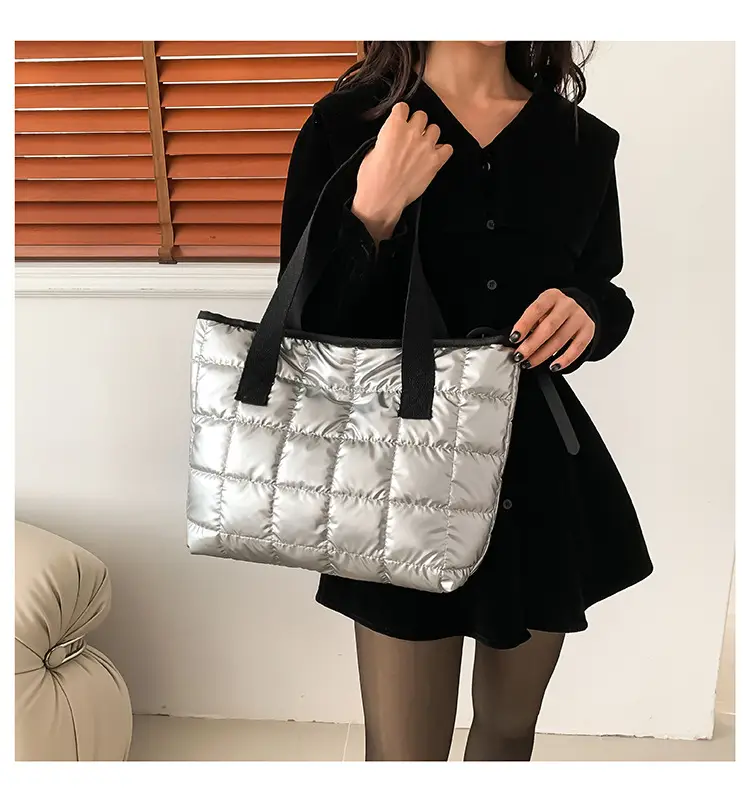 Women's Silver Puffer Tote Bag 2026 Summer — feature 26