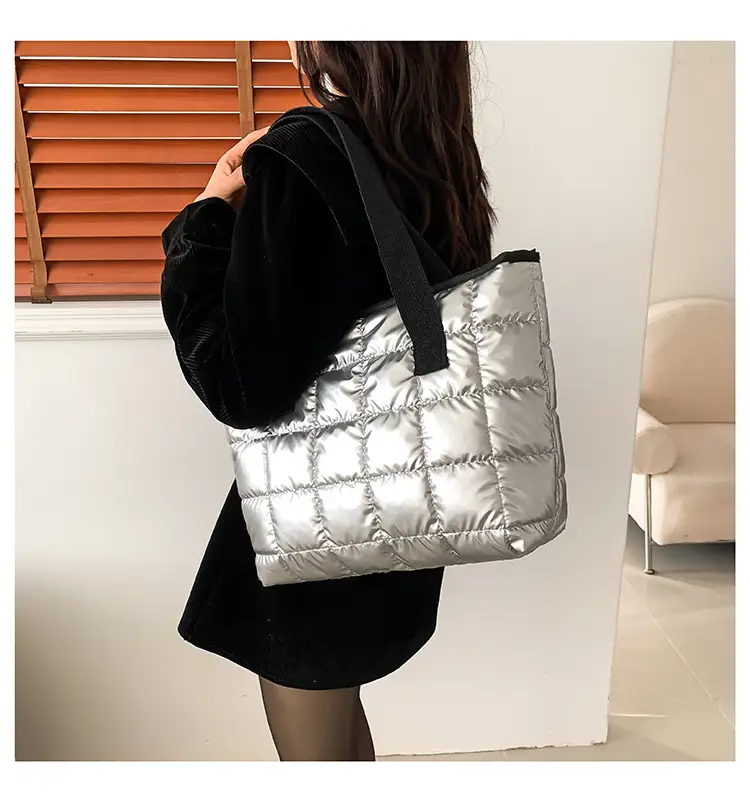 Women's Silver Puffer Tote Bag 2026 Summer — feature 28