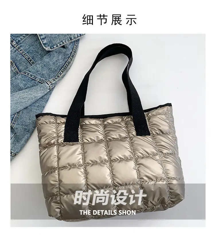 Women's Silver Puffer Tote Bag 2026 Summer — feature 3