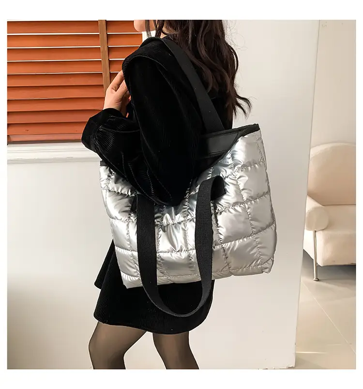 Women's Silver Puffer Tote Bag 2026 Summer — feature 30