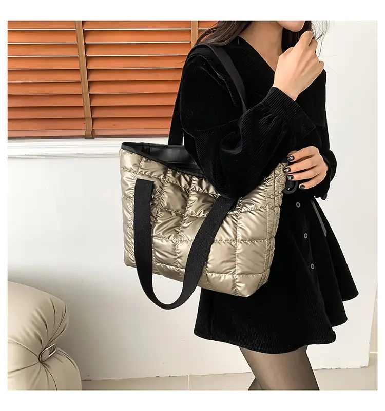 Women's Silver Puffer Tote Bag 2026 Summer — feature 35