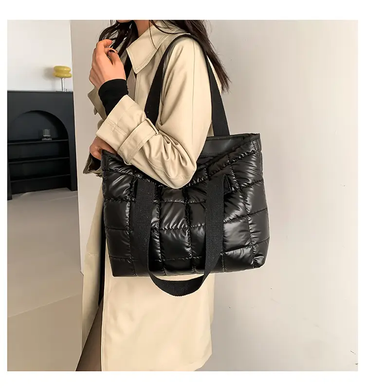 Women's Silver Puffer Tote Bag 2026 Summer — feature 40