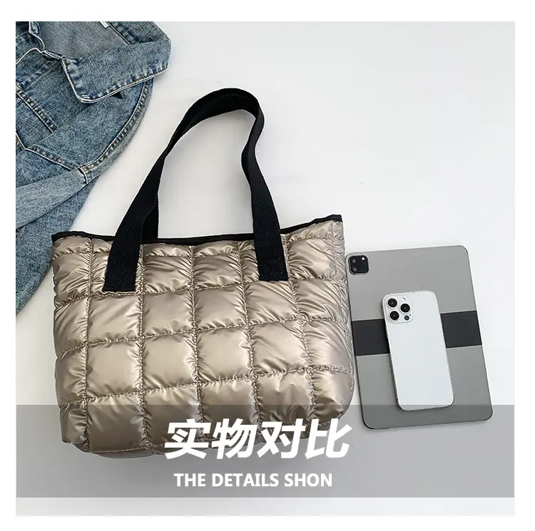 Women's Silver Puffer Tote Bag 2026 Summer — feature 6