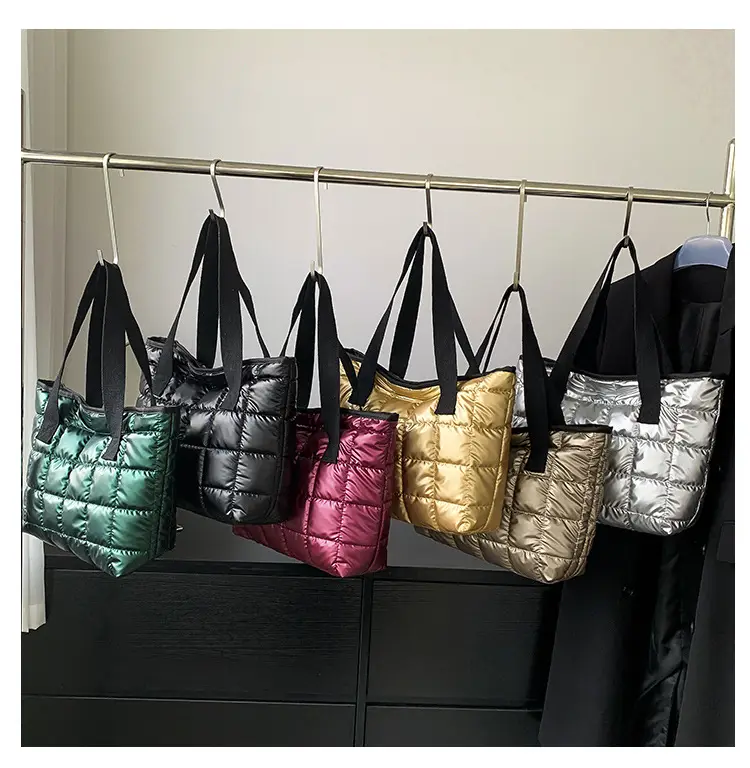 Women's Silver Puffer Tote Bag 2026 Summer — feature 8