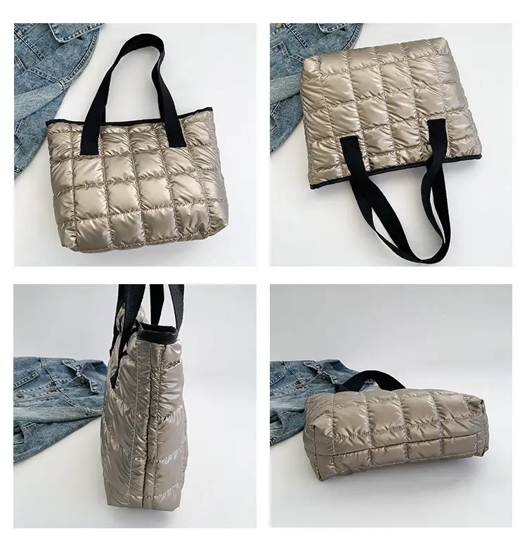 Women's Silver Puffer Tote Bag 2026 Summer — feature 9