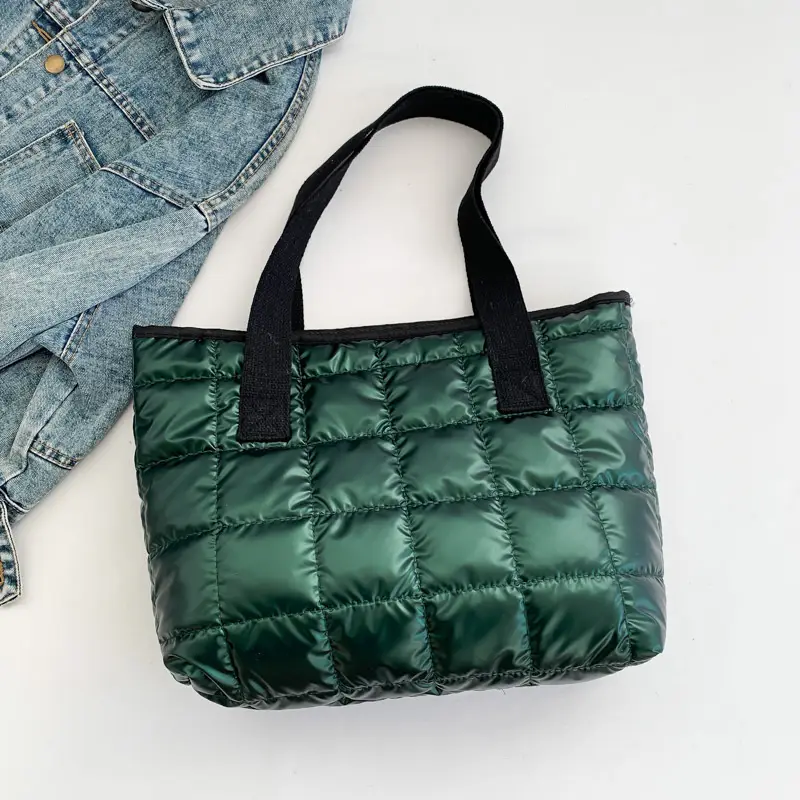 Women's Silver Puffer Tote Bag 2026 Summer