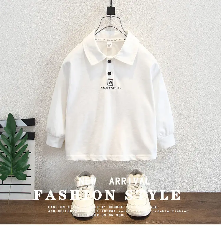 Boys Long Sleeve White Polo Shirt Kids 2025 — feature 1