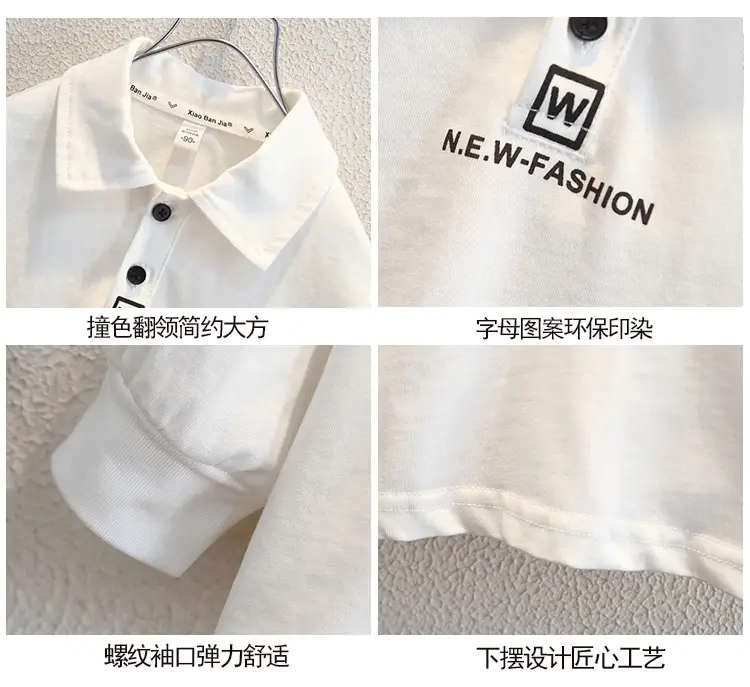 Boys Long Sleeve White Polo Shirt Kids 2025 — feature 3