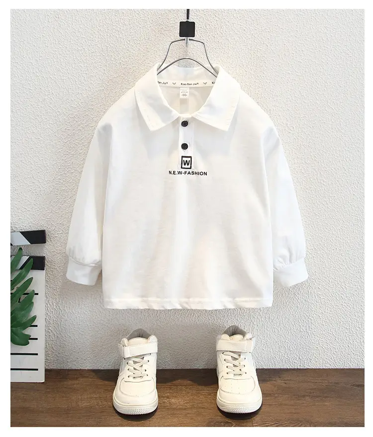 Boys Long Sleeve White Polo Shirt Kids 2025 — feature 9