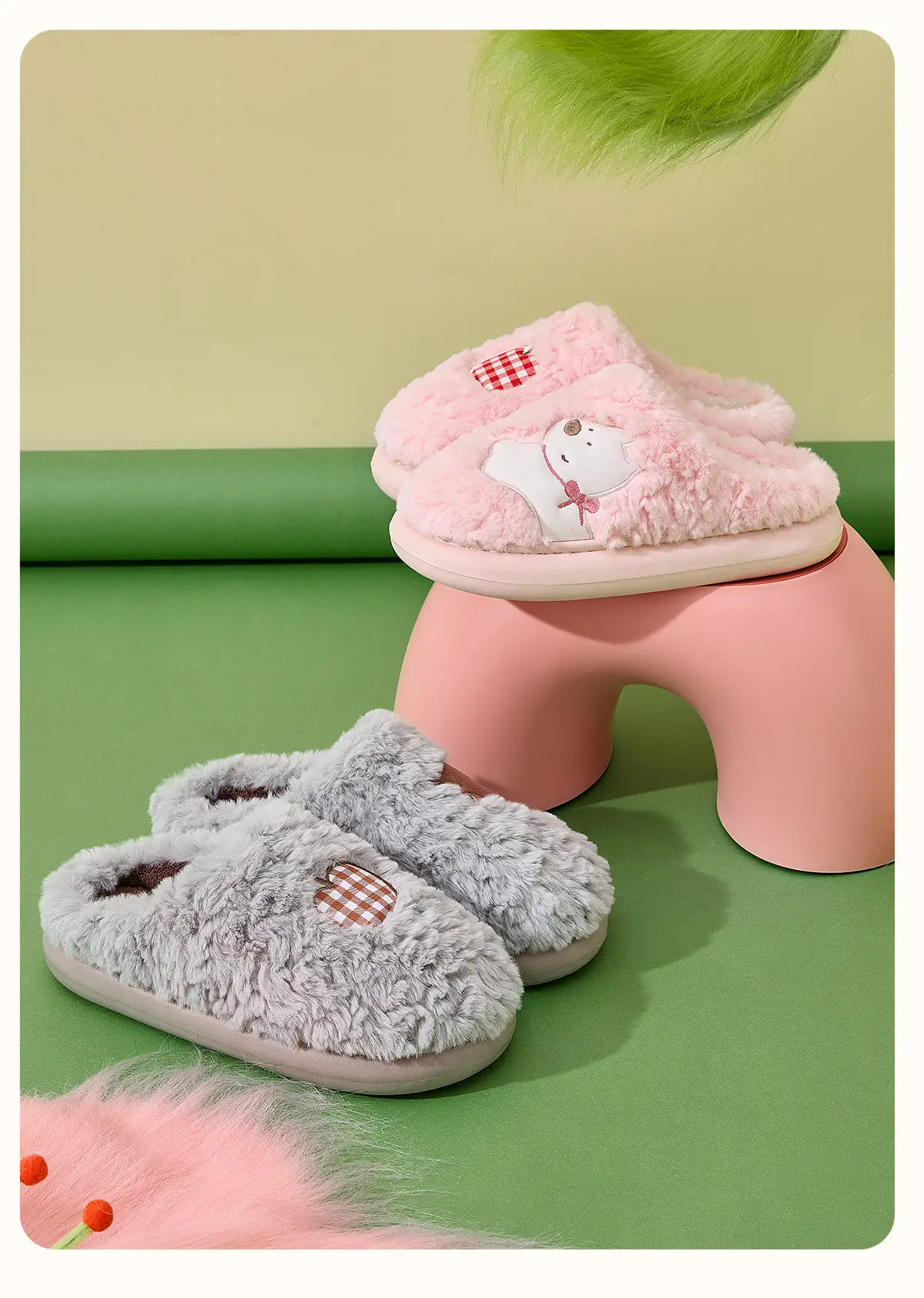 Cute Cartoon Cotton Slippers Women Winter Warm — feature 19