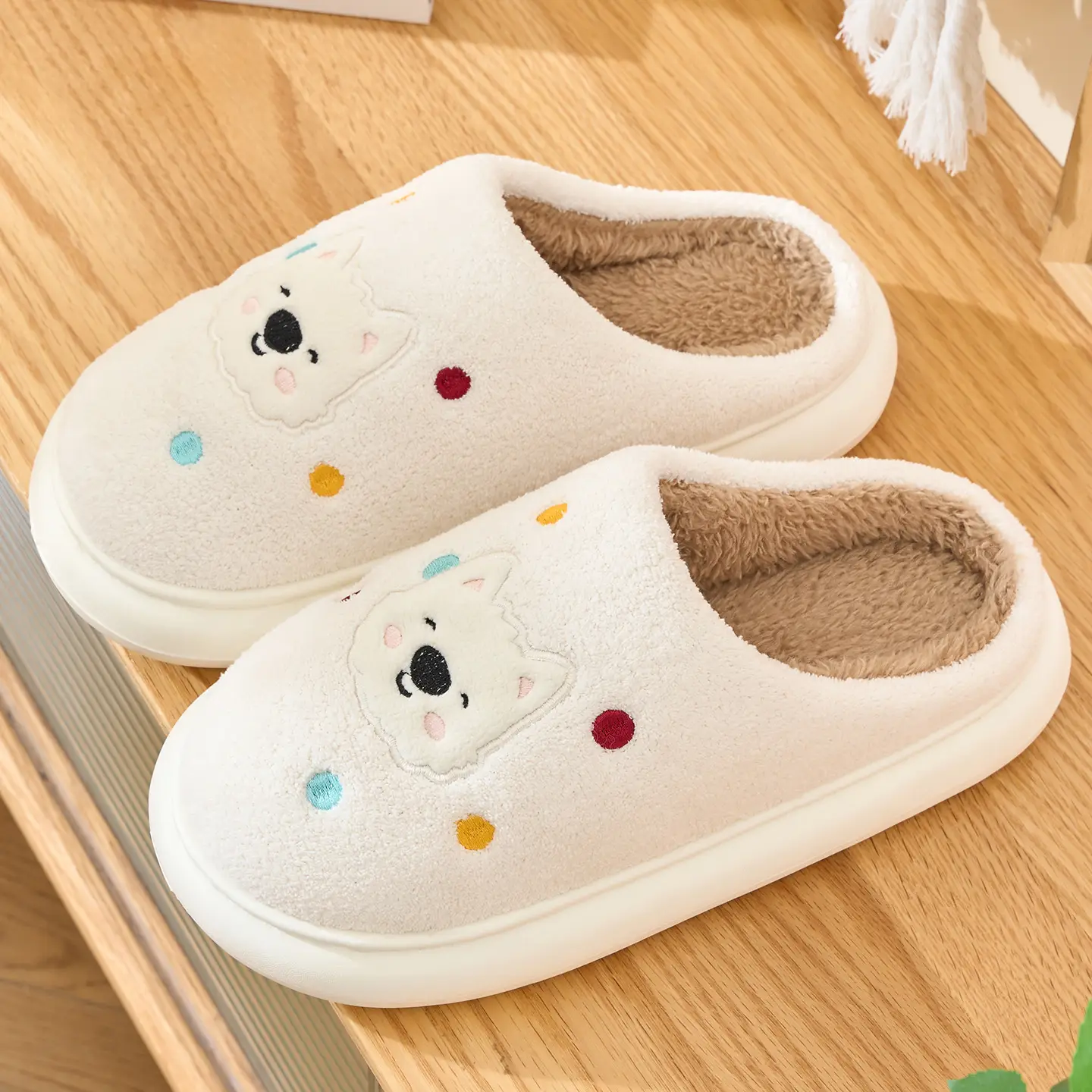Cute Cartoon Cotton Slippers Women Winter Warm