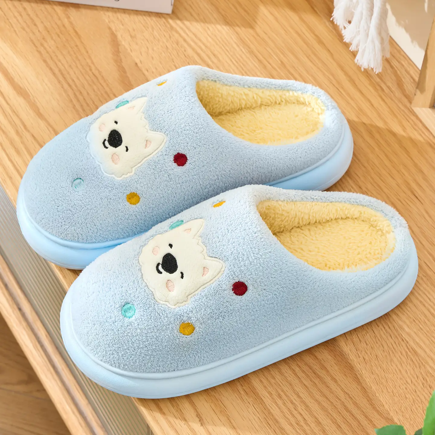 Cute Cartoon Cotton Slippers Women Winter Warm