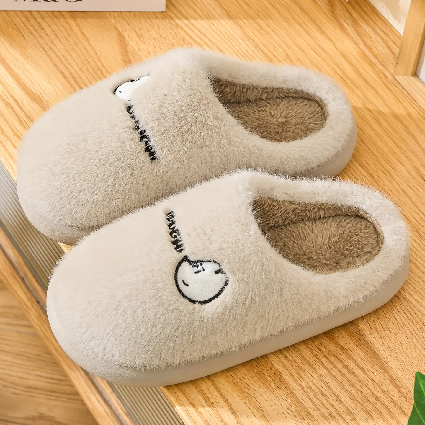 Cute Cartoon Cotton Slippers Women Winter Warm