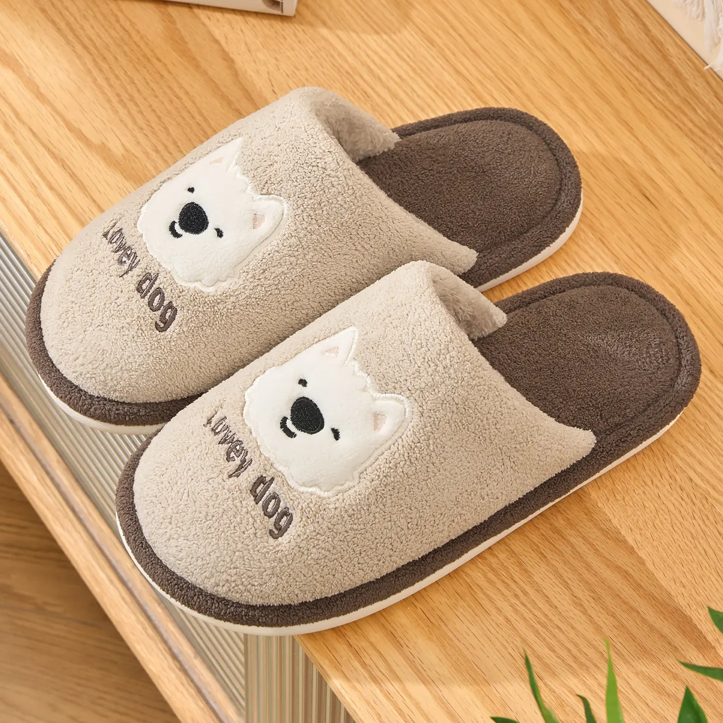 Cute Cartoon Cotton Slippers Women Winter Warm