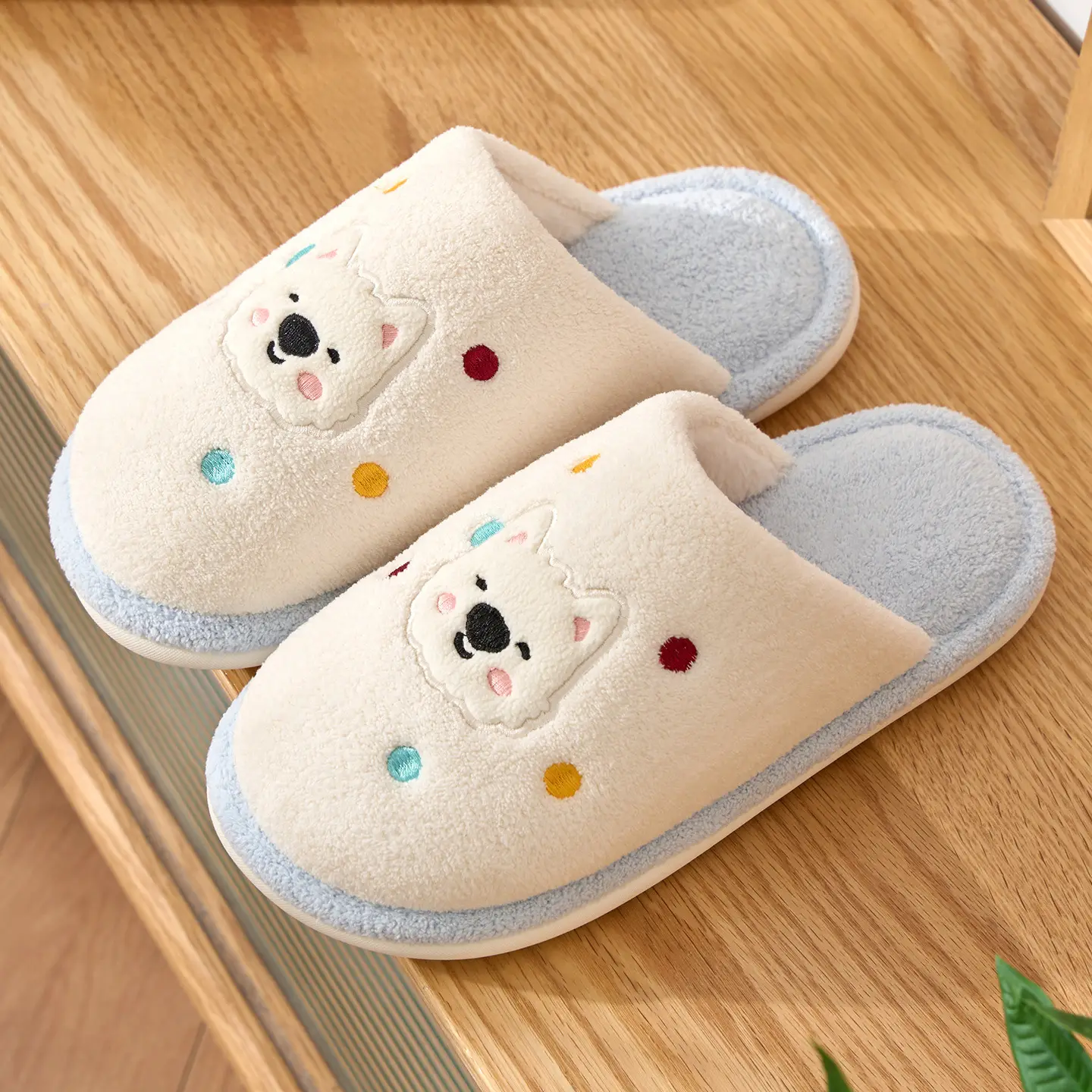 Cute Cartoon Cotton Slippers Women Winter Warm