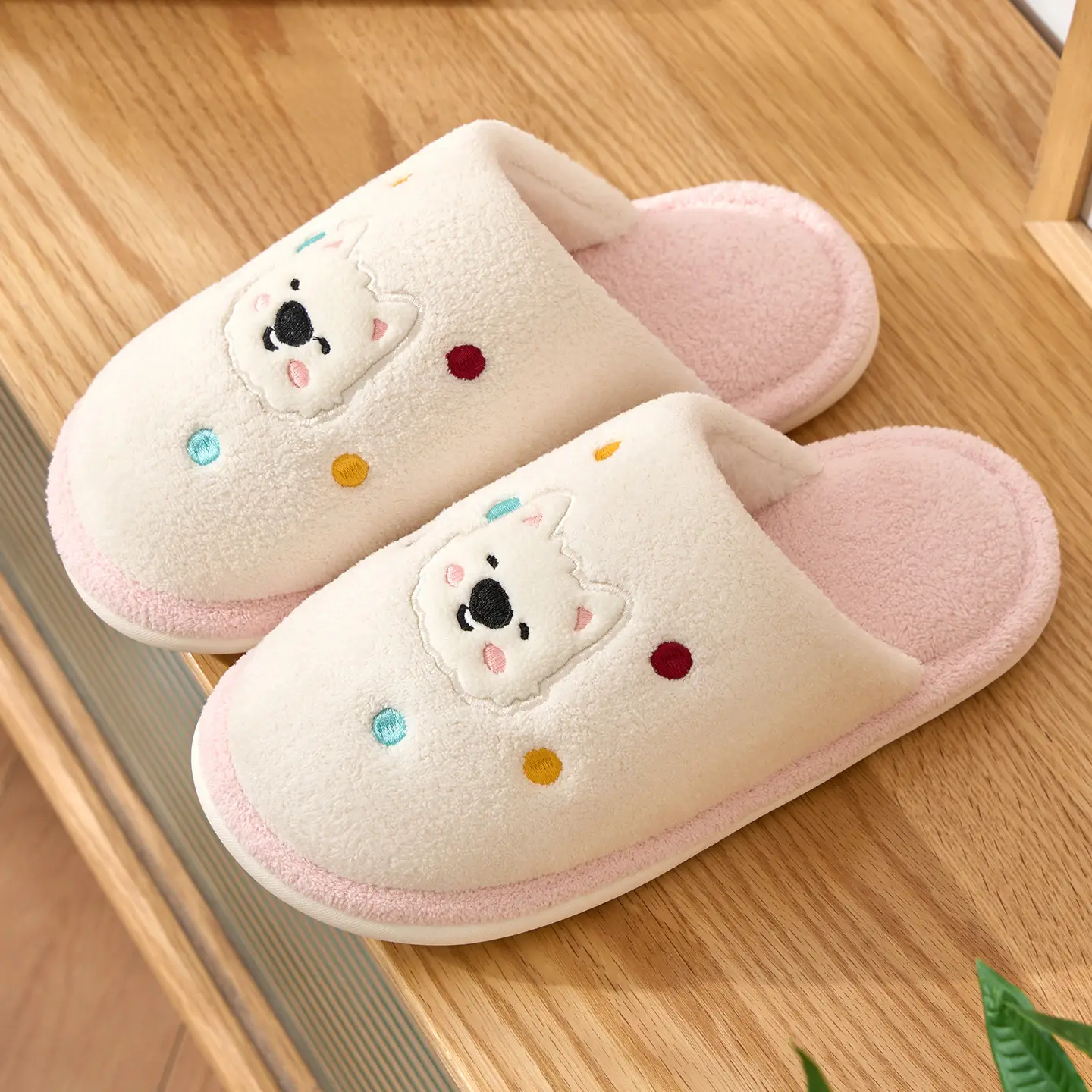 Cute Cartoon Cotton Slippers Women Winter Warm
