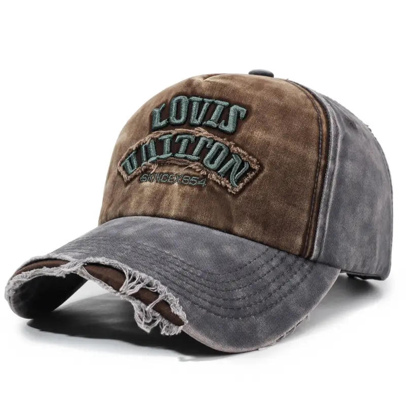 Louis Walton Men's Washed Cloth Baseball Cap Maroon Blue - Image 5