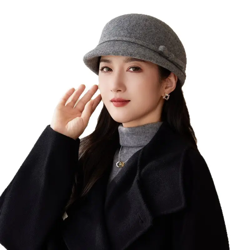 Women Wool Hat Red Black Winter Elegant Retro - Image 10