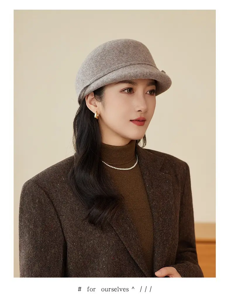 Women Wool Hat Red Black Winter Elegant Retro — feature 11