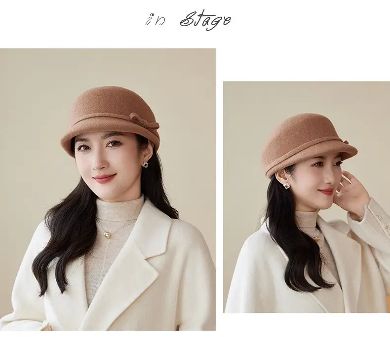 Women Wool Hat Red Black Winter Elegant Retro — feature 17