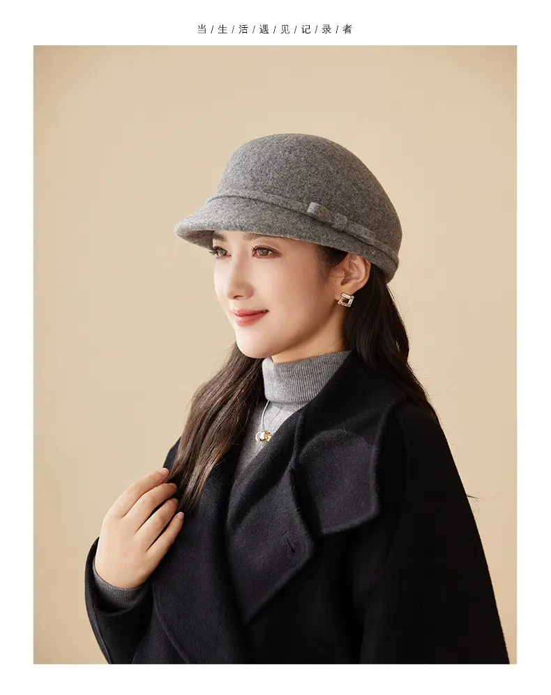 Women Wool Hat Red Black Winter Elegant Retro — feature 21