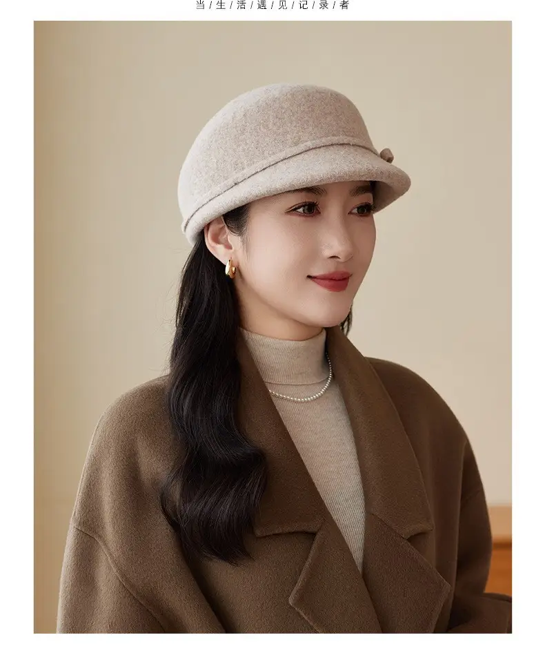 Women Wool Hat Red Black Winter Elegant Retro — feature 8