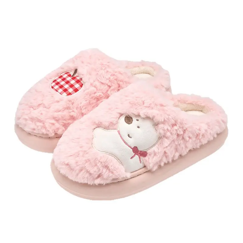 Pink Cotton Winter Slippers for Women Men