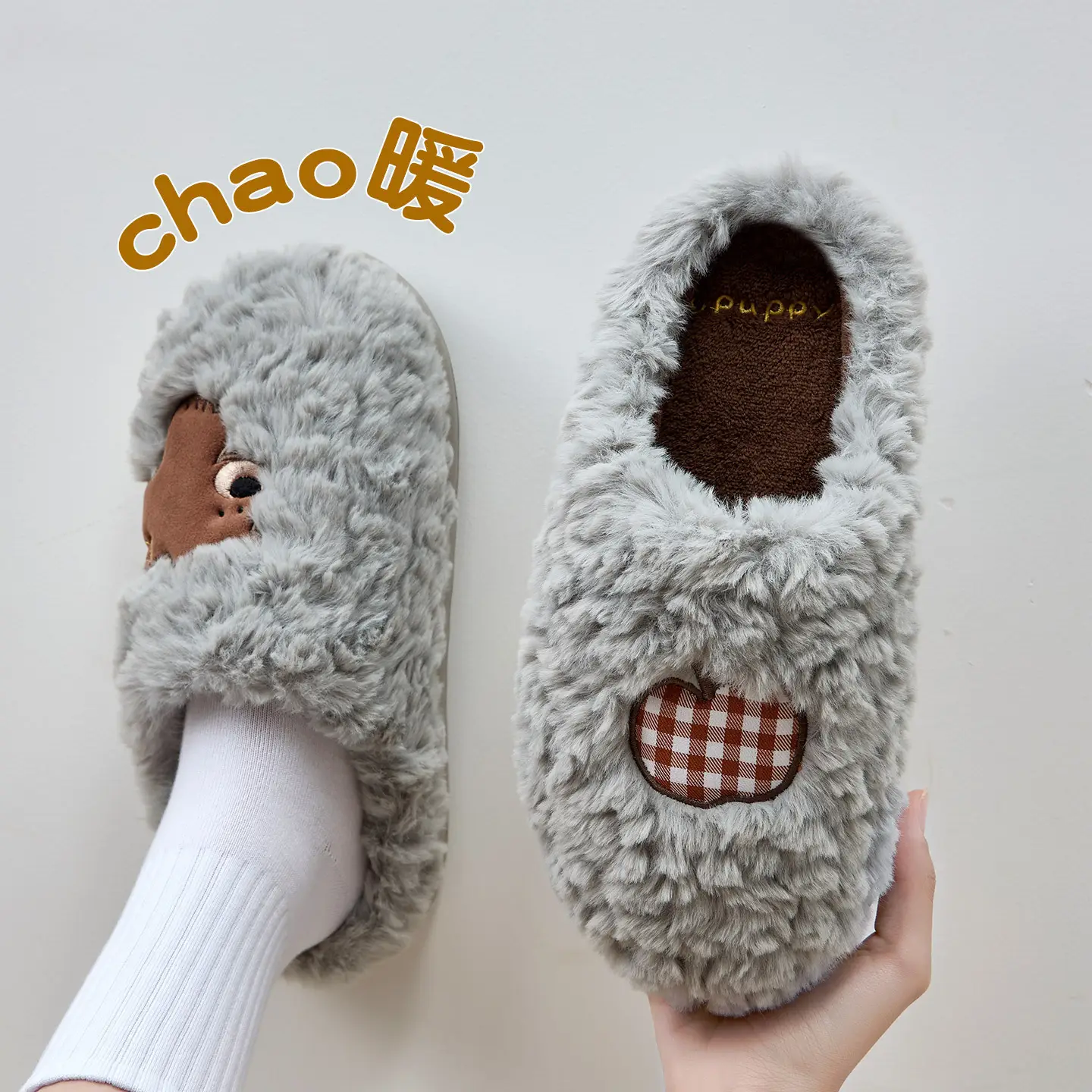 Pink Cotton Winter Slippers for Women Men
