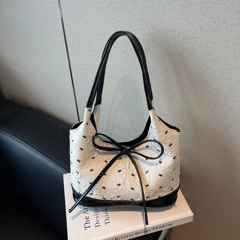 Women's Beige Korean Bow Shoulder Bag 2025 - Image 6