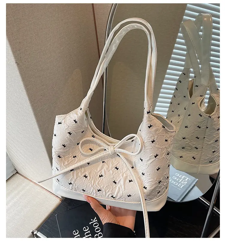 Women's Beige Korean Bow Shoulder Bag 2025 — feature 1