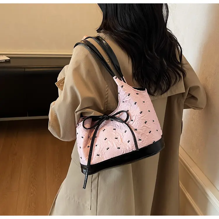 Women's Beige Korean Bow Shoulder Bag 2025 — feature 11