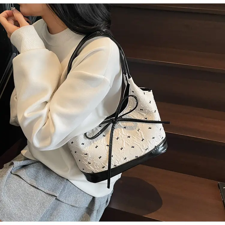 Women's Beige Korean Bow Shoulder Bag 2025 — feature 12