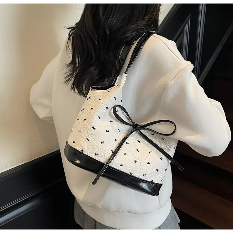 Women's Beige Korean Bow Shoulder Bag 2025 — feature 13