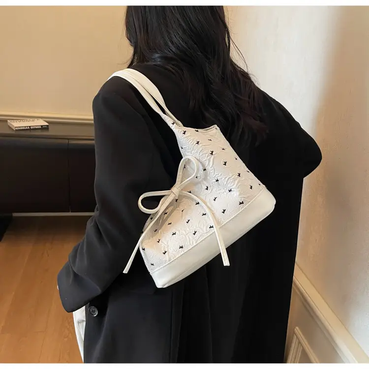 Women's Beige Korean Bow Shoulder Bag 2025 — feature 9
