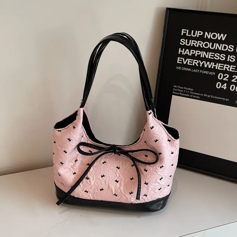Women's Beige Korean Bow Shoulder Bag 2025 - Image 3