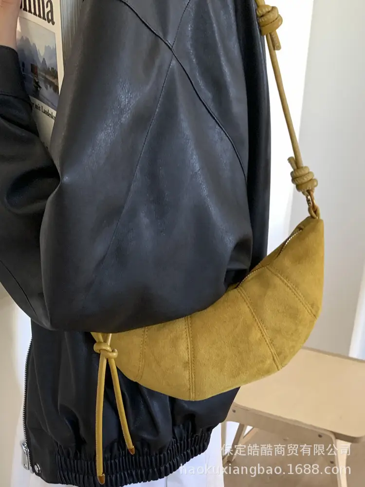 Retro Suede Dumpling Bag Brown Single Shoulder Crossbody - Image 7