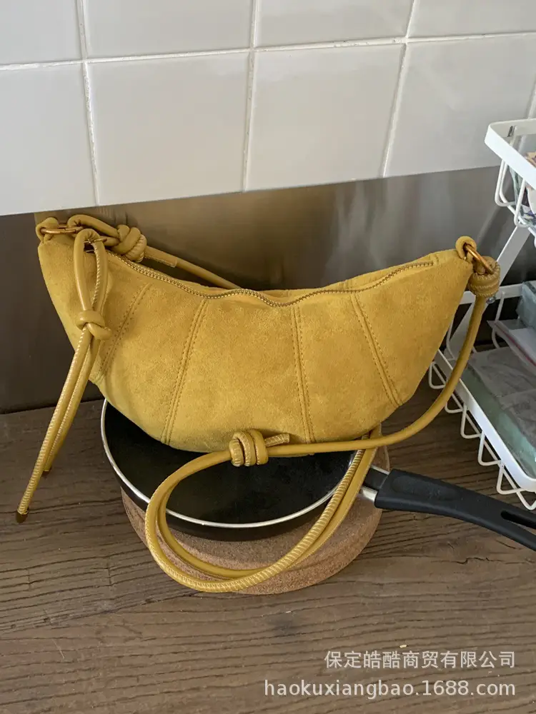 Retro Suede Dumpling Bag Brown Single Shoulder Crossbody - Image 9