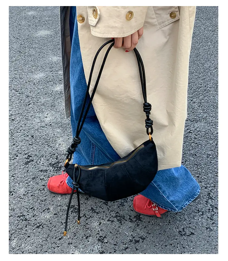 Retro Suede Dumpling Bag Brown Single Shoulder Crossbody — feature 12