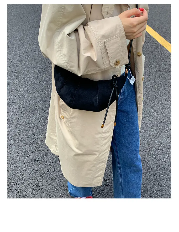 Retro Suede Dumpling Bag Brown Single Shoulder Crossbody — feature 13
