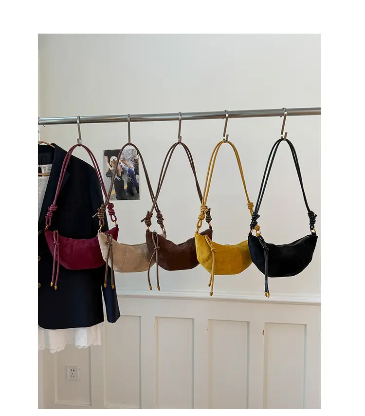 Retro Suede Dumpling Bag Brown Single Shoulder Crossbody — feature 22