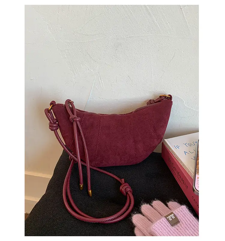 Retro Suede Dumpling Bag Brown Single Shoulder Crossbody — feature 27