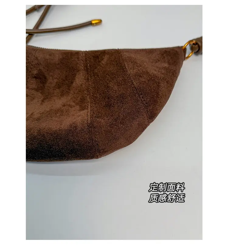 Retro Suede Dumpling Bag Brown Single Shoulder Crossbody — feature 4