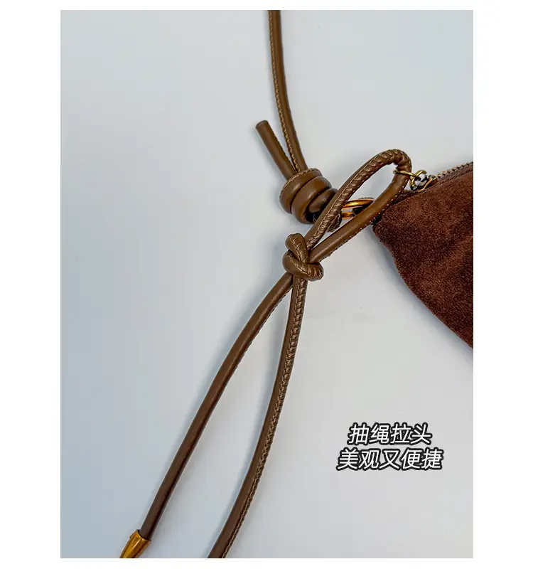 Retro Suede Dumpling Bag Brown Single Shoulder Crossbody — feature 5